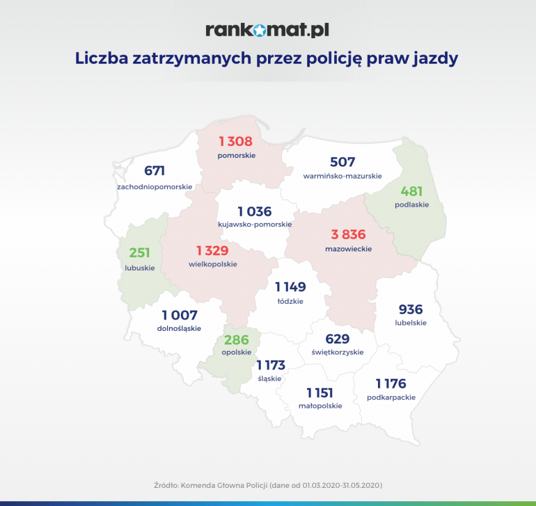 Liczba zatrzymanych praw jazdy