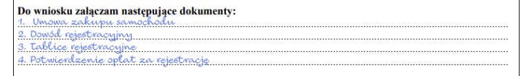jak wypełnić wniosek o rejestrację samochodu – auta używanego, które zostało kupione w Polsce