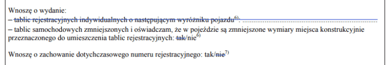 jak wypełnić wniosek o rejestrację samochodu – gdy właściciel chce zachować dotychczasowy numer rejestracyjny 