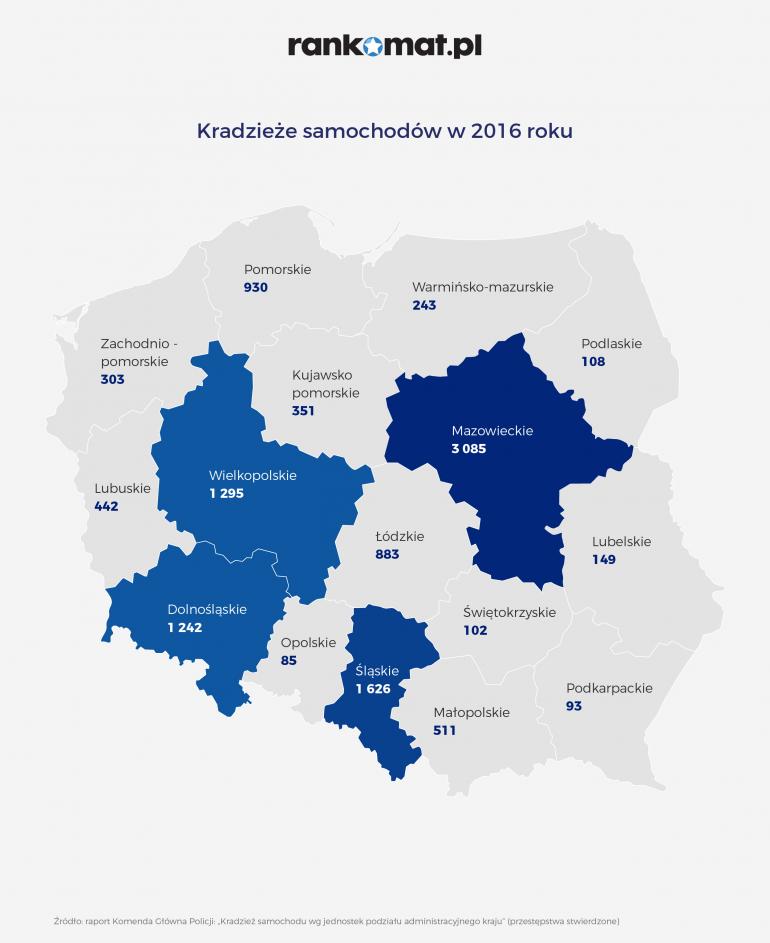 mapa kradzieży samochodów